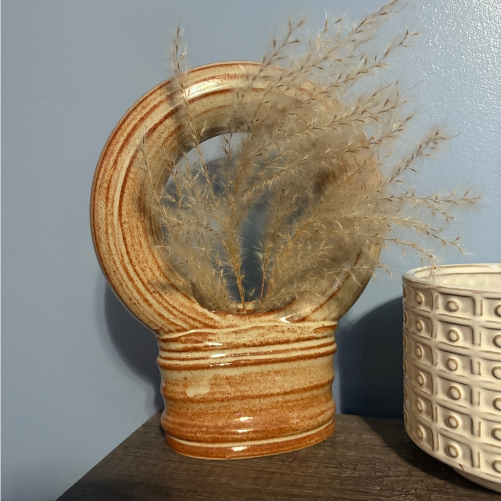 Rustic Tan Ceramic Vase - Picture 6 of 7